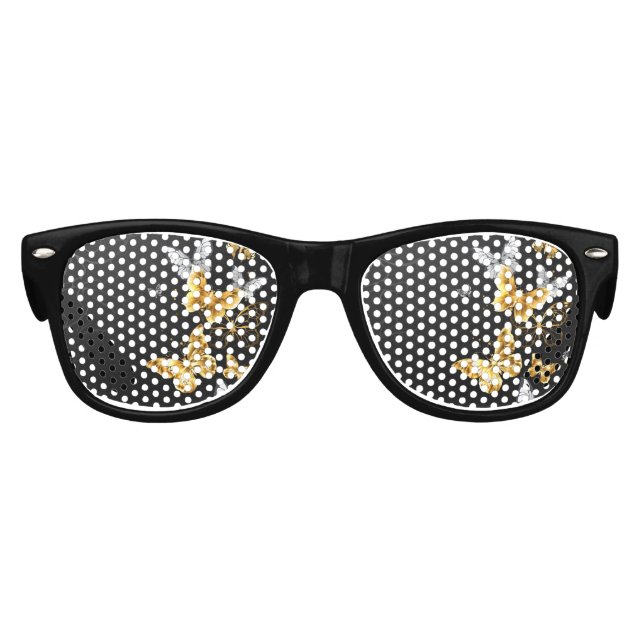 Gold and white butterflies kids sunglasses (Front)