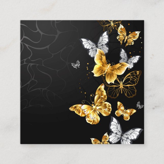 Gold and white butterflies loyalty card (Front)