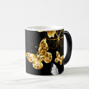 Gold and white butterflies magic mug