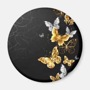 Gold and white butterflies magnet