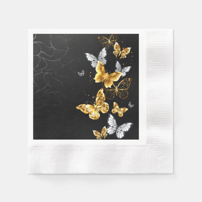 Gold and white butterflies napkin (Front)