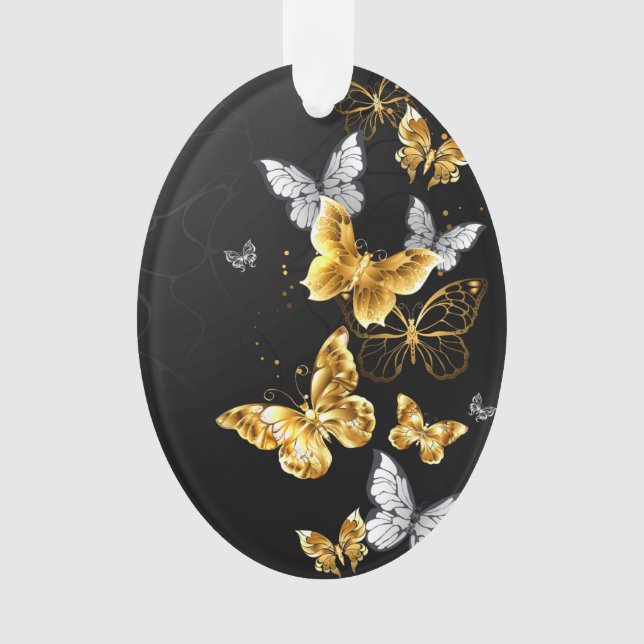 Gold and white butterflies ornament (Front)