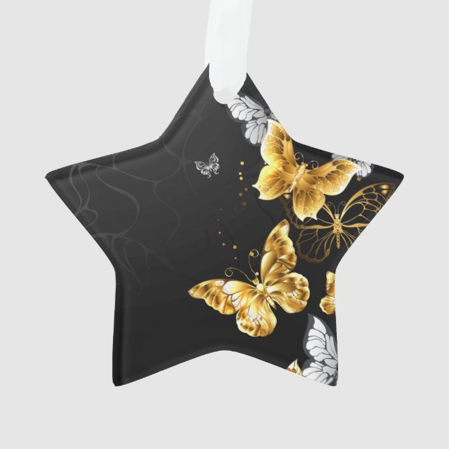 Gold and white butterflies ornament (Back)