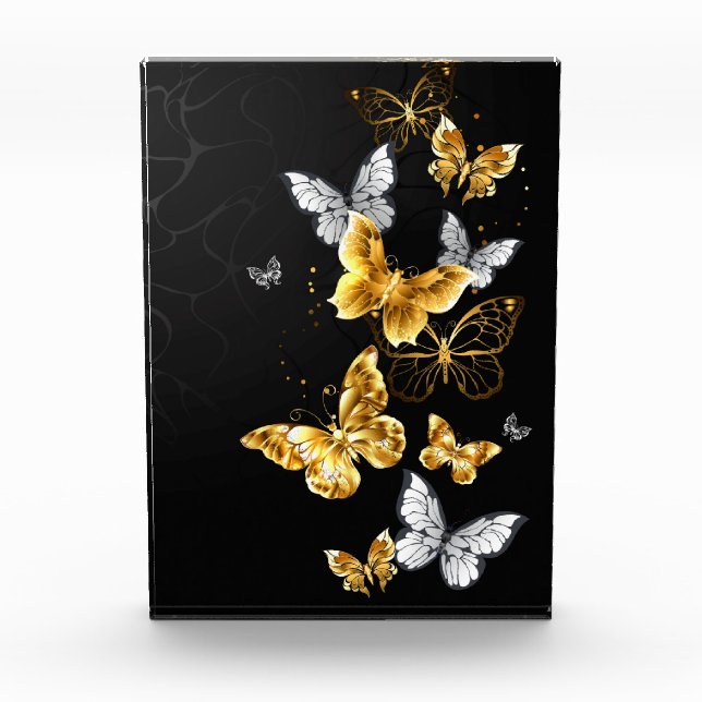 Gold and white butterflies photo block (Front)