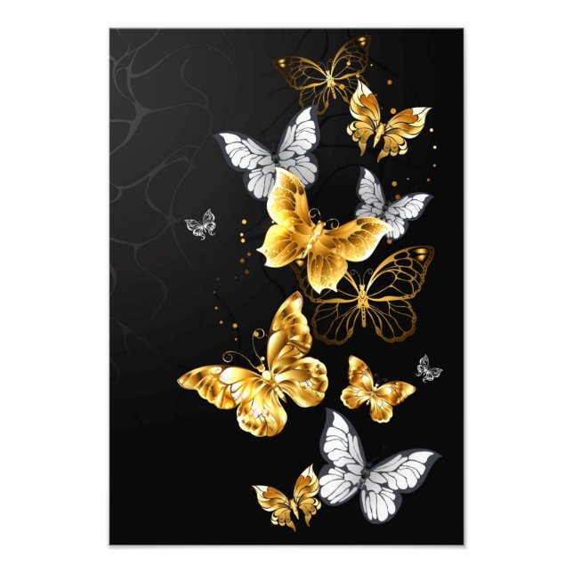 Gold and white butterflies photo print (Front)