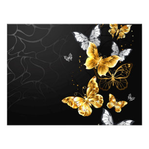 Gold and white butterflies photo print