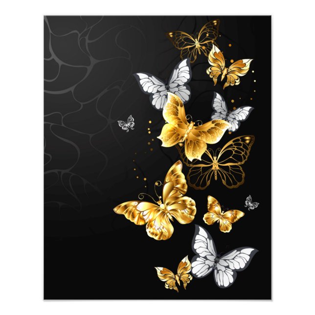 Gold and white butterflies photo print (Front)