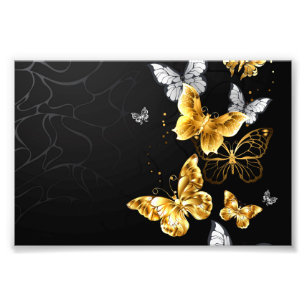 Gold and white butterflies photo print