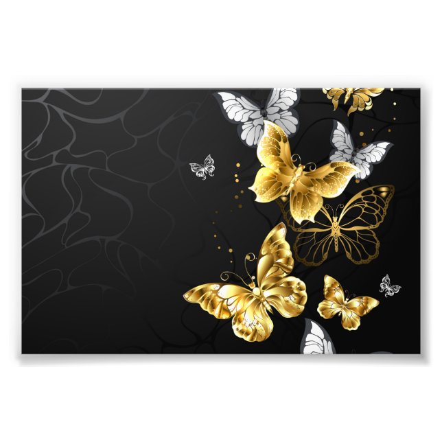 Gold and white butterflies photo print (Front)