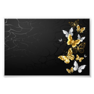 Gold and white butterflies photo print