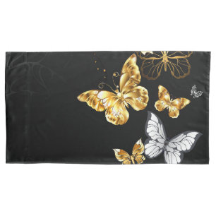 Gold and white butterflies pillowcase