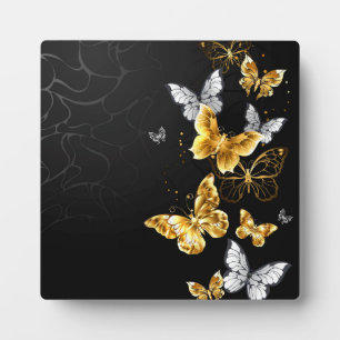 Gold and white butterflies plaque