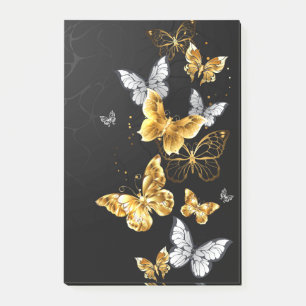 Gold and white butterflies post-it notes