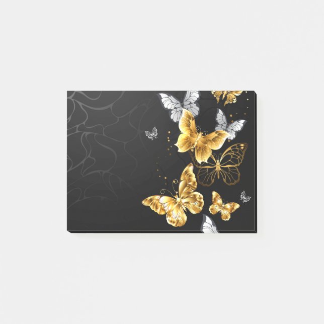 Gold and white butterflies post-it notes (Front)