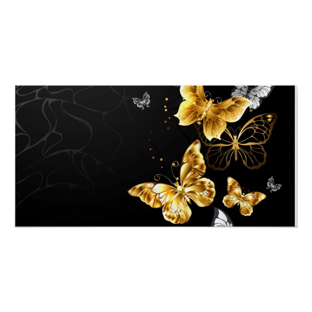 Gold and white butterflies poster (Front)