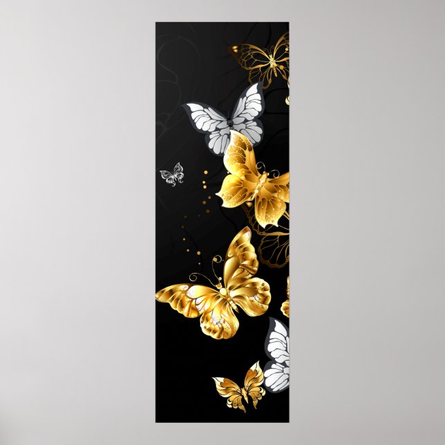 Gold and white butterflies poster (Front)