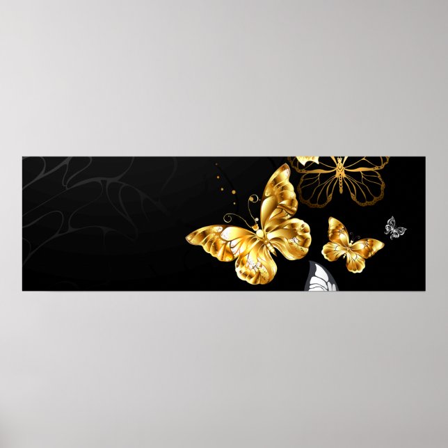 Gold and white butterflies poster (Front)