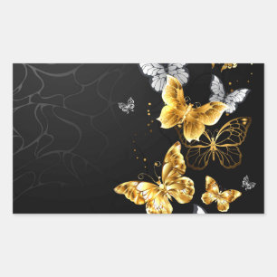 Gold and white butterflies rectangular sticker