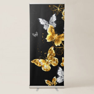 Gold and white butterflies retractable banner