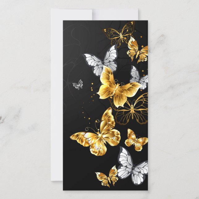 Gold and white butterflies save the date (Front)