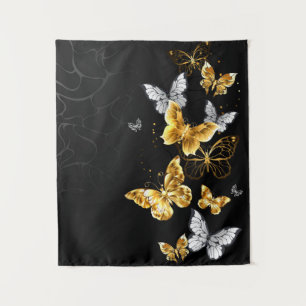 Gold and white butterflies tapestry