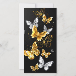 Gold and white butterflies thank you card