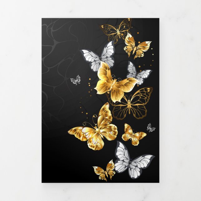 Gold and white butterflies Tri-Fold programme (Cover)