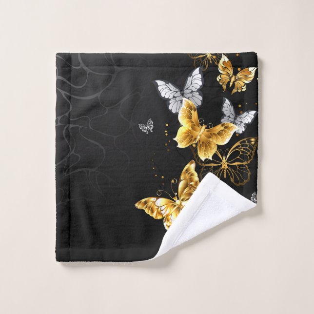 Gold and white butterflies wash cloth (Wash Cloth)