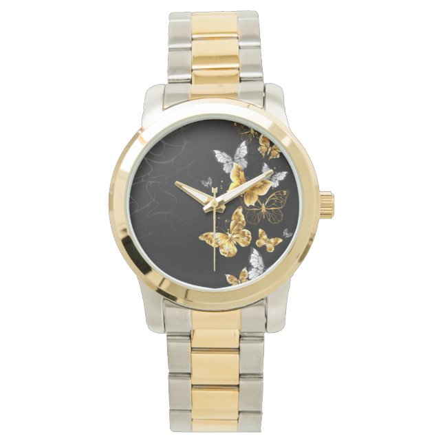 Gold and white butterflies watch (Front)