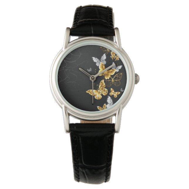 Gold and white butterflies watch (Front)