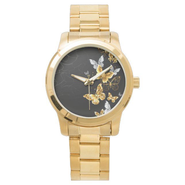 Gold and white butterflies watch (Front)