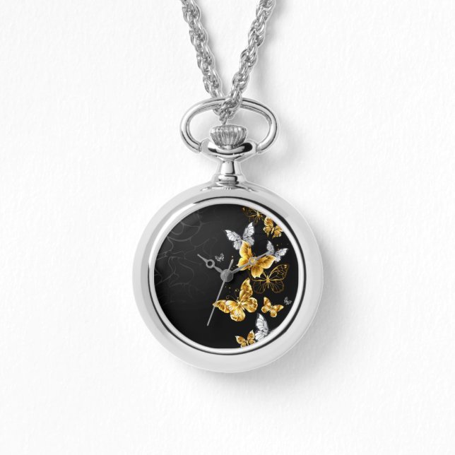 Gold and white butterflies watch (Front)