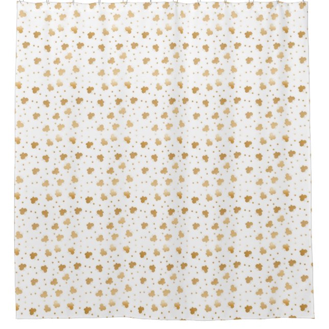 Gold and White Butterfly confetti design Shower Curtain (Front)