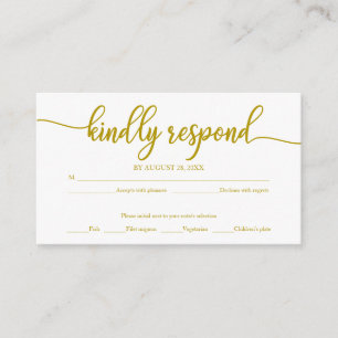 Gold And White Calligraphy Wedding RSVP Enclosure Card