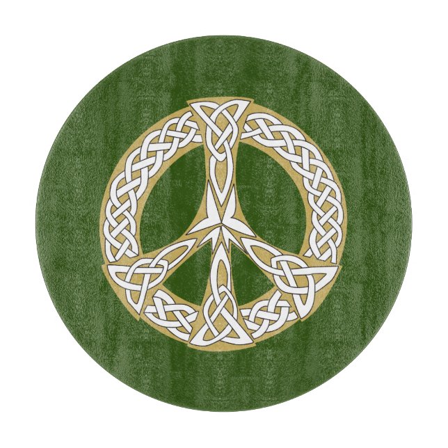 Gold and White Celtic Peace Sign  Cutting Board (Front)