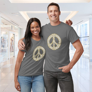 Gold and White Celtic Peace Sign  T-Shirt