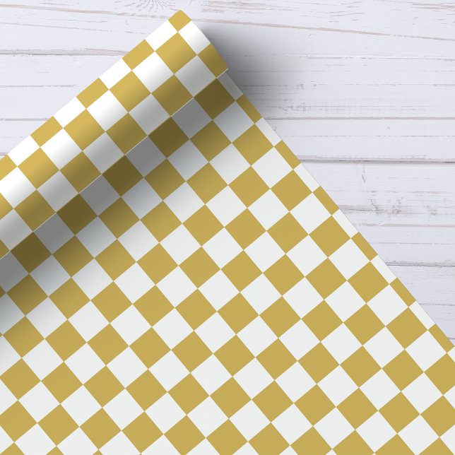 Gold and White Chequerboard Pattern Wrapping Paper (Creator Uploaded)