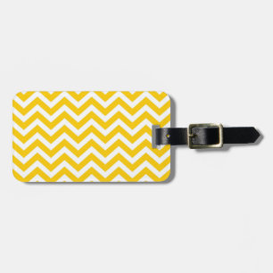 Gold and White Chevron Pattern Luggage Tag