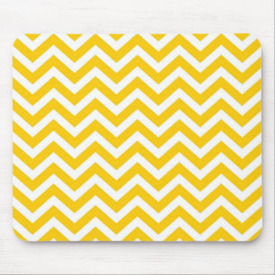 Gold and White Chevron Pattern Mouse Mat