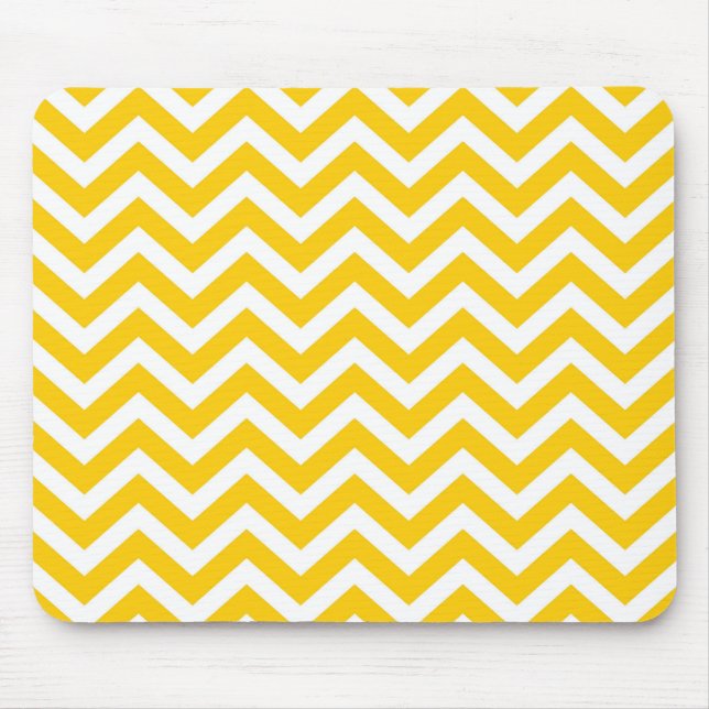 Gold and White Chevron Pattern Mouse Mat (Front)