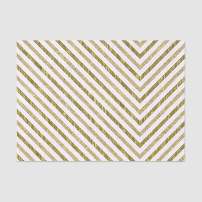 Gold and White Chic Chevron Tissue Paper (Front)
