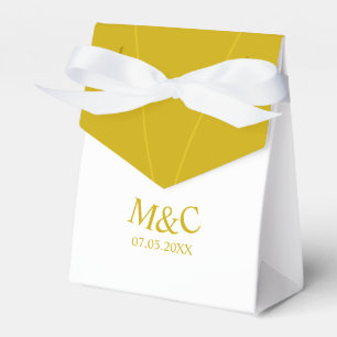 Gold and White Chic Monogram Tent With Ribbon Favour Box
