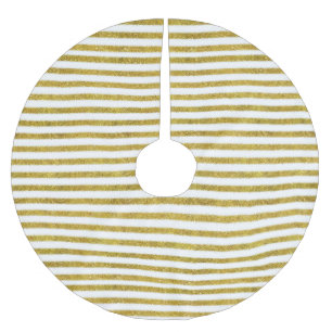 Gold and White Chic Stripes Brushed Polyester Tree Skirt