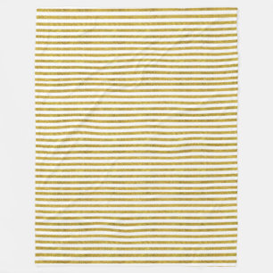 Gold and White Chic Stripes Fleece Blanket
