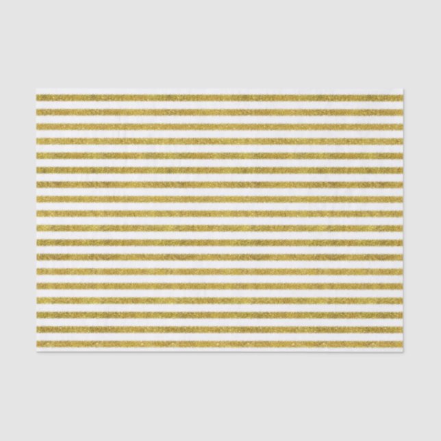 Gold and White Chic Stripes Tissue Paper (Front)