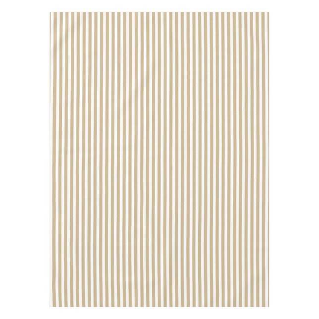 Gold and White Christmas Candy Cane Stripes Tablecloth (Front)