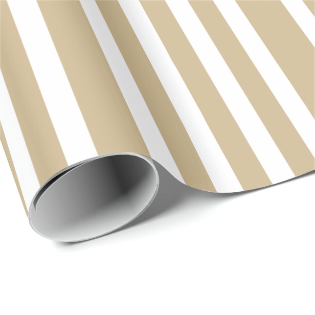 Gold and White Christmas Candy Cane Stripes Wrapping Paper (Roll Corner)