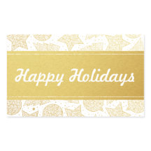 Gold and White Christmas Holiday Stickers