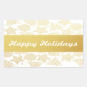 Gold and White Christmas Holiday Stickers