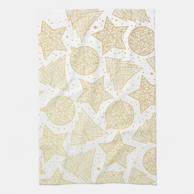 Gold and White Christmas Kitchen Towels (Vertical)